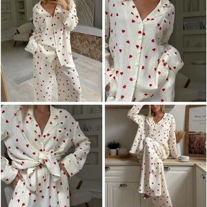 Heart Print Women's Pajama Set